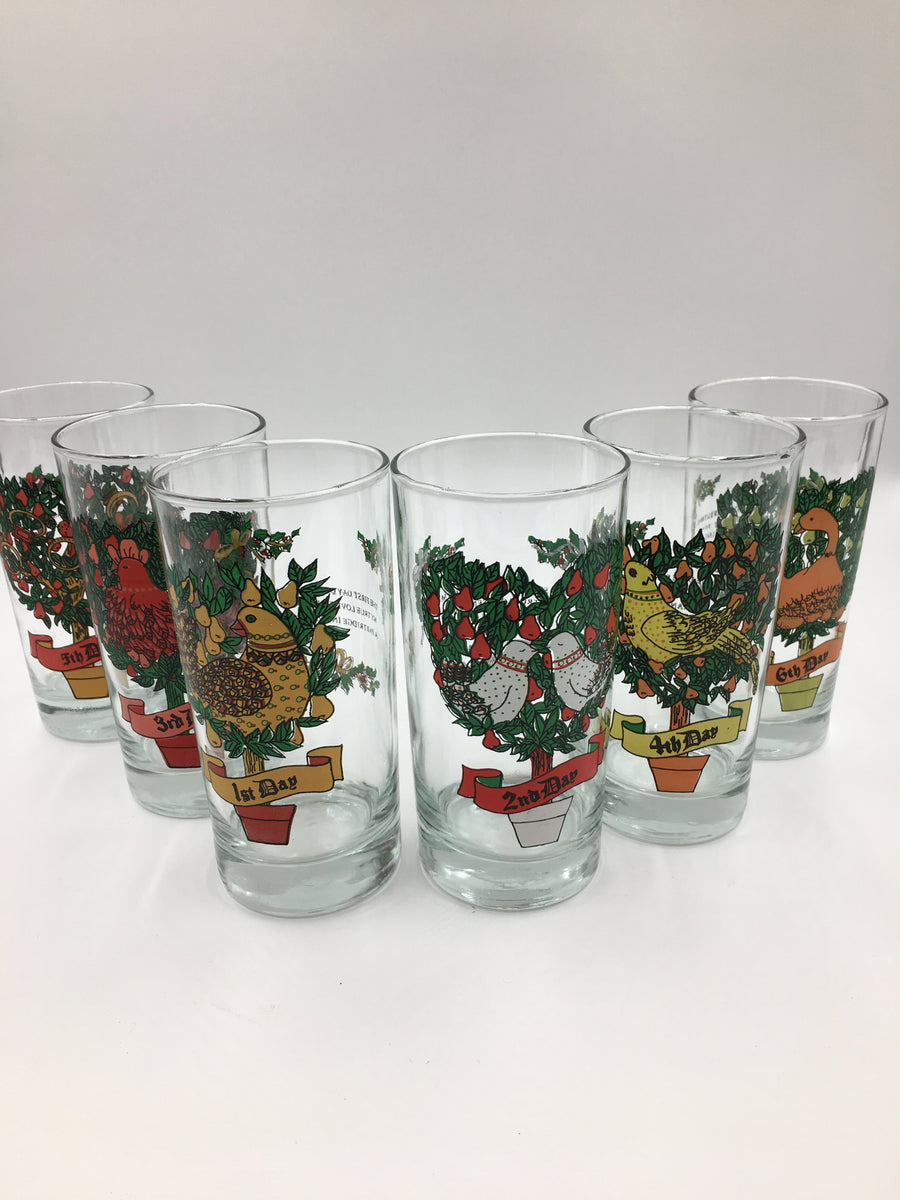 COMPLETE SET 12 Days of Christmas Glasses by American Glass