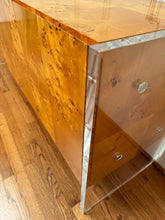 Jonathan Adler Bond Credenza in Burl with Lucite Sides