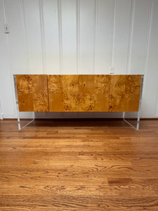 Jonathan Adler Bond Credenza in Burl with Lucite Sides