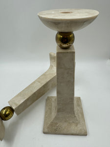 Vintage Tessellated Stone Candlesticks/A Pair