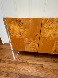 Jonathan Adler Bond Credenza in Burl with Lucite Sides