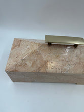 Vintage Tessellated Stone Box with Brass Handle