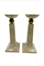 Vintage Tessellated Stone Candlesticks/A Pair