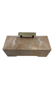 Vintage Tessellated Stone Box with Brass Handle