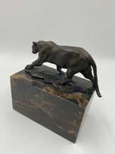 Bronze Jaguar Big Cat Cougar Marble Statue Bookend