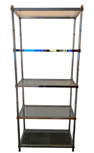 Chrome and Brass Hollywood Regency Etagere