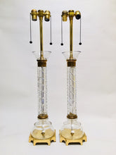 Hollywood Regency Cut Crystal and Brass Table Lamps by Marbro - A Pair
