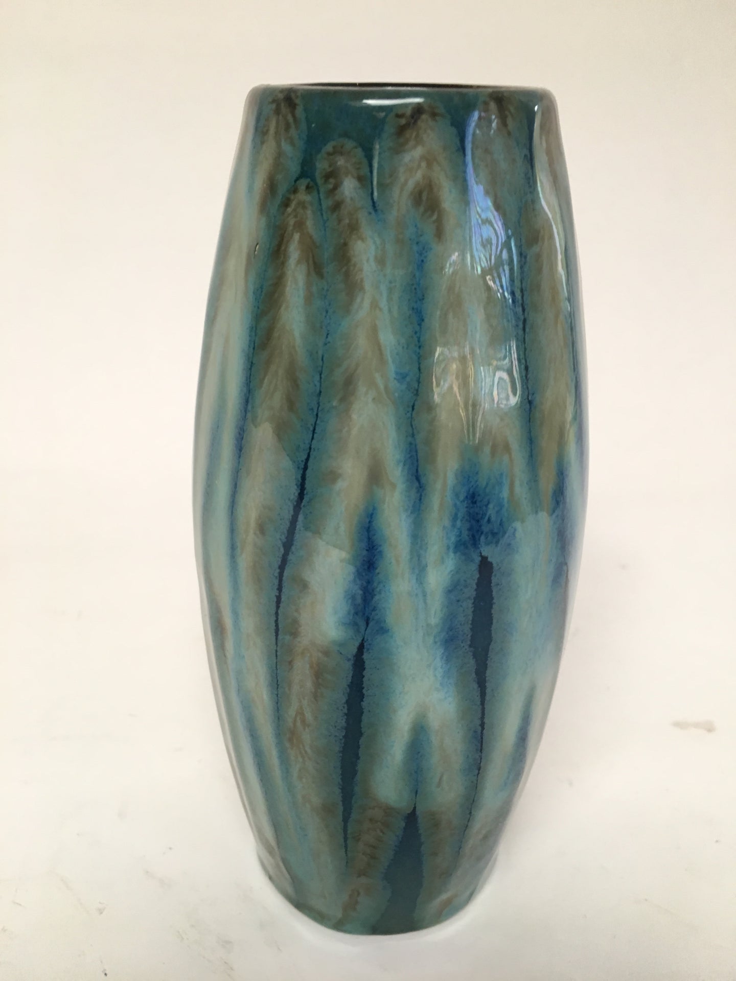 West German Pottery Scheurich 522 18  Blue Green Vase