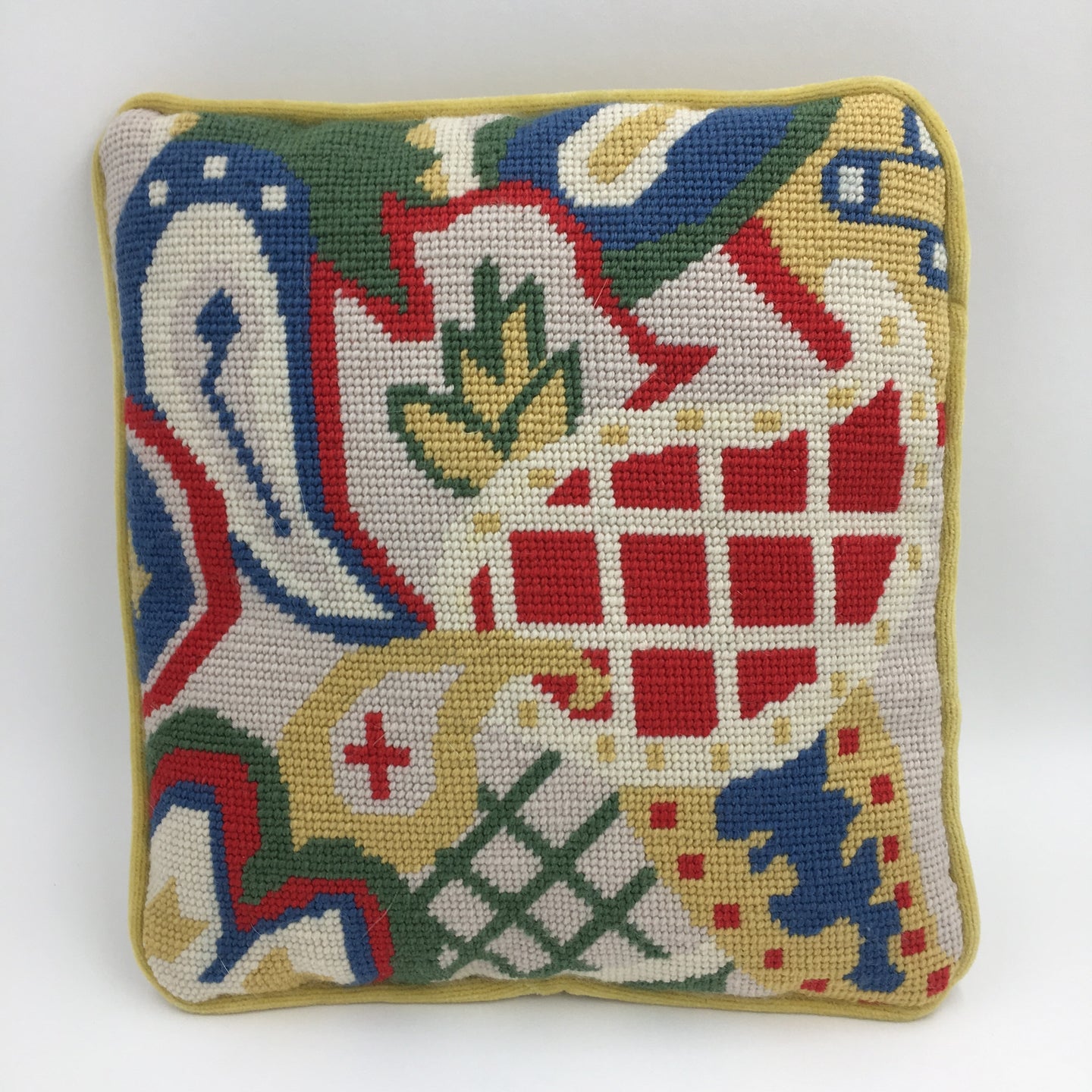 Vintage Hand Stitched Needlepoint Pillow