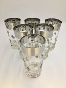 Set of Six Dorothy Thorpe Highball Glasses  with Polka Dot Design