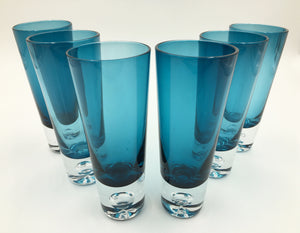 Set of 6 Azure Blue Krosno Vodka Shot Glasses