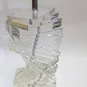 Hollywood Regency 1970s Stacked Lucite Table Lamp Signed Marlee