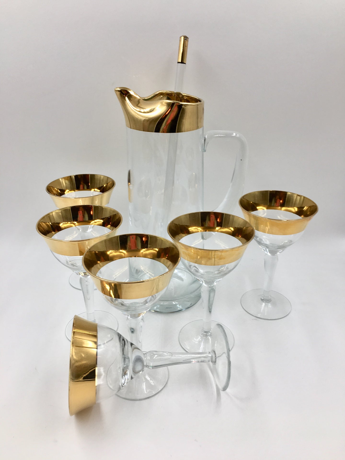 22k Gold Cocktail Glass Trio Set