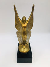 Modern Art Deco Brass Winged Female Nude on Black Base