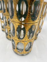 Mid Century Vintage Culver Pisa Crackled 22k Gold Highballs - Set of 5