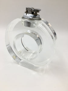 Large Mid Century Circular Lucite Table Cigarette Lighter