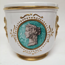 Ugo Zaccagnini Ceramic Plante Cachepot in Neoclassical Hollywood Regency with Gold Accents
