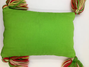 Rectangular Boho Needlepoint Pillow with Tassels