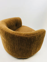 Mid Century Modern Milo Baughman for Thayer Coggin Swivel Barrel Chair with Plinth Base