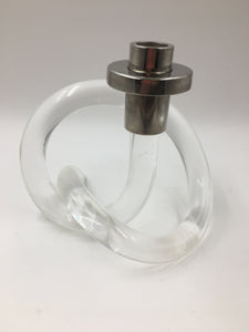 Mid Century Modern Dorothy Thorpe Lucite and Silver Pretzel Candle Holder