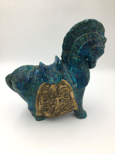 Mid Century Bitossi Horse Sculpture by Aldo Londi with Chinese Glazed Finish