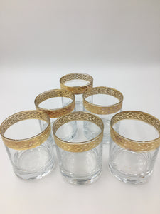 Vintage Gold Rimmed Small Rocks Glasses Set of 6