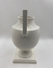 Fitz and Floyd White Urn Vases with Handles - A Pair