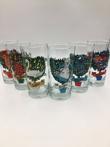 Vintage Indiana Glass 12 Days of Christmas Glasses Complete Set of 12