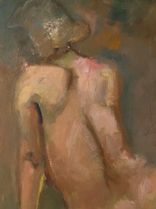 Vintage Female Nude Original Painting on Canvas