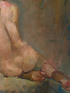 Vintage Female Nude Original Painting on Canvas