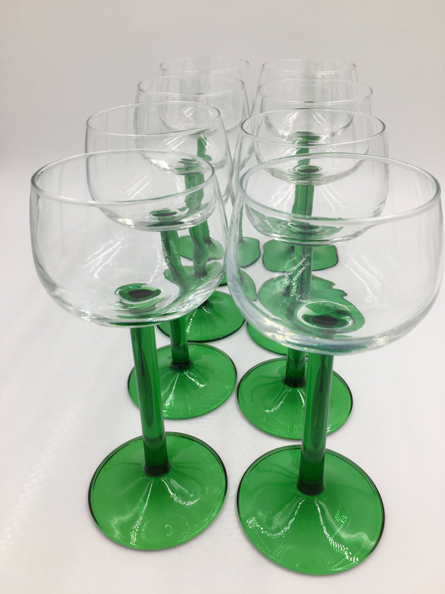 Vintage Set of Six Thick Stem Wine Glasses
