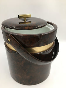 Vintage Georges Briard Brown Patent Leather Retro Mad Men Ice Bucket