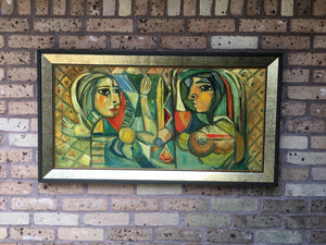 Mid Century Modern Cubism Style Painting
