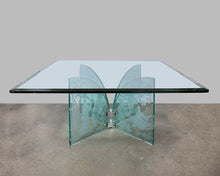 Hand Etched Glass Square Coffee Table in the style of Karl Springer