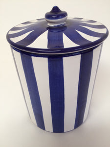 Lidded Blue and White Ceramic Canister Stash Jar Made in Italy for Vietri