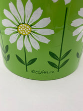 Mid Century Modern Lime Green Ice Bucket with Daisies by Culver