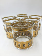 Mid Century 22k Gold Culver Antigua Rocks Glasses Set of 7