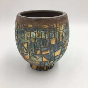 Sascha Brastoff Mosaic Ceramic Egg Shaped Planter Bowl