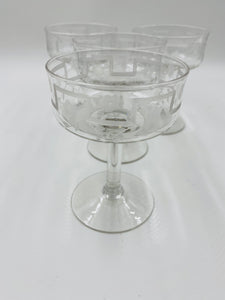Art Deco Etched Champagne Coupes - Set of 4