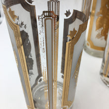 Georges Briard Cocktail Set  with 8 Highball Glasses with Gold Swizzle Sticks and the Matching Cocktail Pitcher