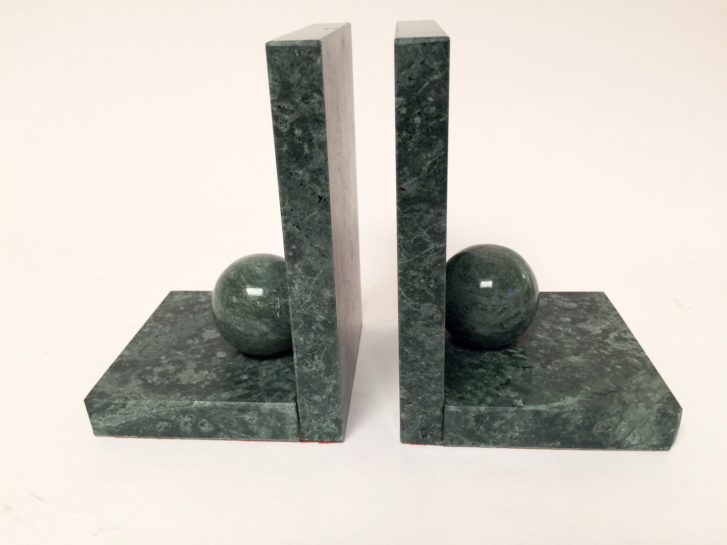 Green Marble Bookends with Sphere Detail