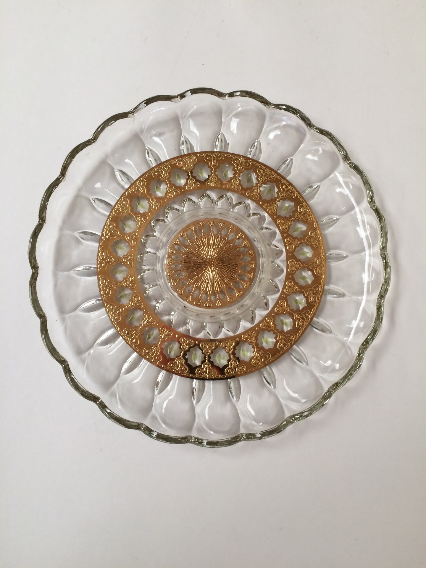 Culver Valencia Mid Century Cheese Plate with 22k Gold