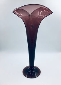 Vintage Blenko 1980s Hand Blown Trumpet Vase