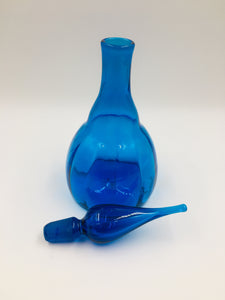 Vintage 1971-72 Blenko #717 Turquoise Blue Optic Glass Decanter