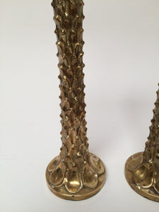 Pair of Vintage Brass Brutalist Candlesticks