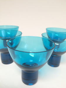 Vintage Scandinavian Modern Mediterranean Blue Sherry Glasses