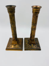 Vintage Corinthian Column Regency Brass Candlesticks - A Pair