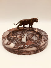 Art Deco Bronze Panther on Marble Ashtray