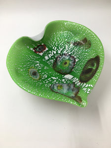 Lime and White Murano Glass Dish