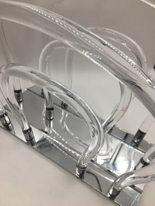 Mid Century Modern Dorothy Thorpe Lucite, Chrome, and Mirror Magazine Rack